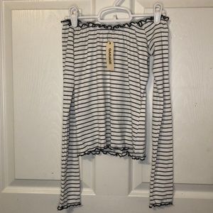 GARAGE Black & White Off the Shoulder Top